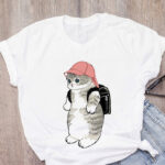 Cat Print Loose T-shirt