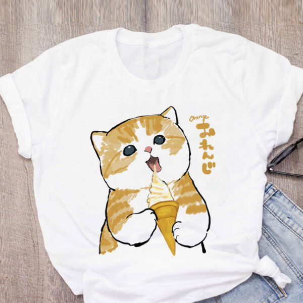 Cat Print Loose T-shirt