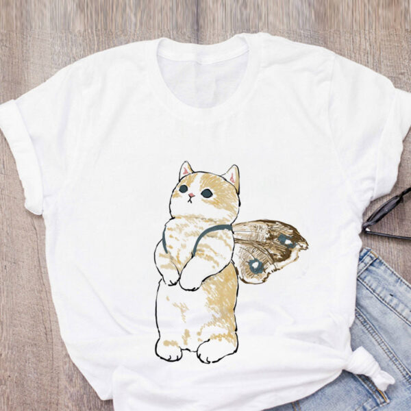 Cat Print Loose T-shirt