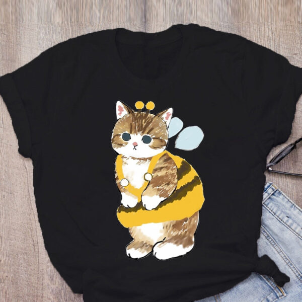 Cat Print Loose T-shirt