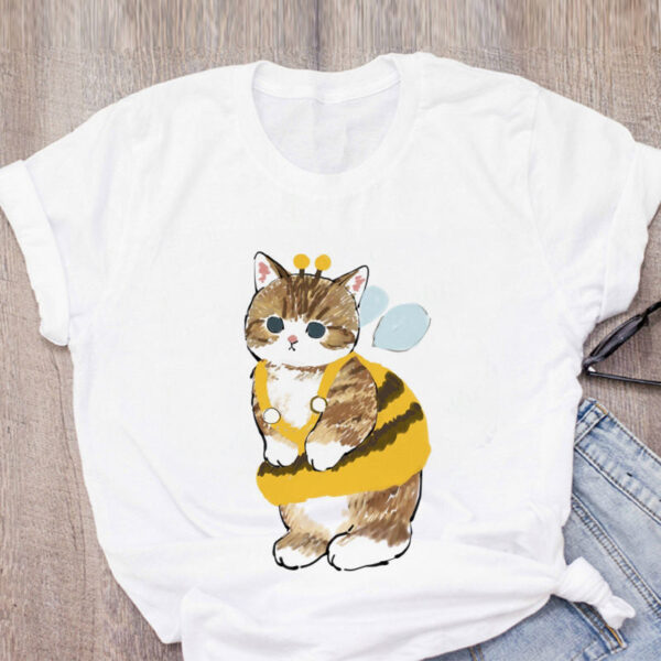 Cat Print Loose T-shirt