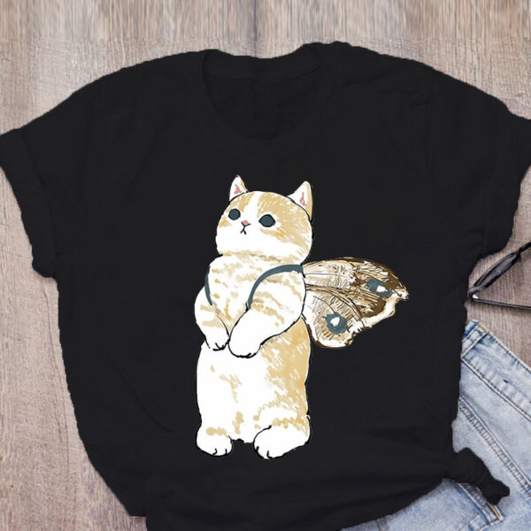 Cat Print Loose T-shirt