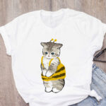 Cat Print Loose T-shirt