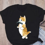 Cat Print Loose T-shirt