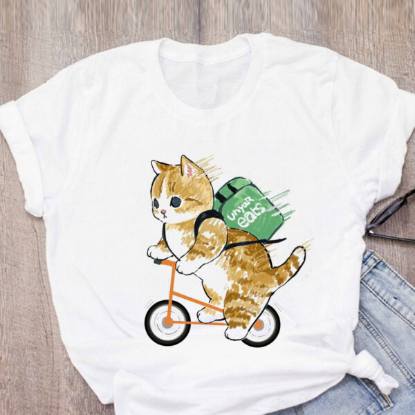 Cat Print Loose T-shirt