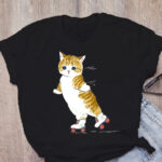 Cat Print Loose T-shirt