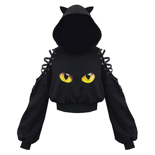 Cat Ears Shouler Bandage Hoodie