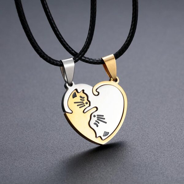 Cat Puzzle Pendant Couple Necklace