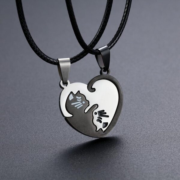 Cat Puzzle Pendant Couple Necklace