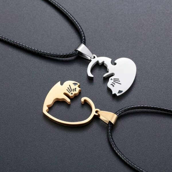 Cat Puzzle Pendant Couple Necklace