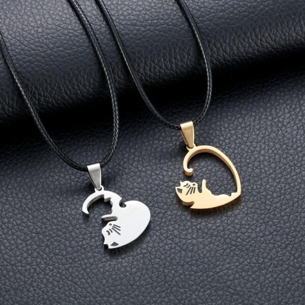 Cat Puzzle Pendant Couple Necklace