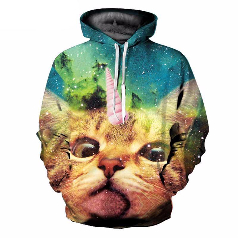 Fantasy Unicorn Cat Hoodie All Over Print Galaxy Sweatshirt Unisex